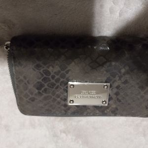 Michael Kors Gray zip around  Python Leather Dark Slate Wallet